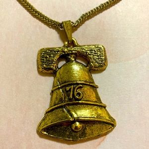 Vintage Liberty Bell 76 gold toned rare necklace